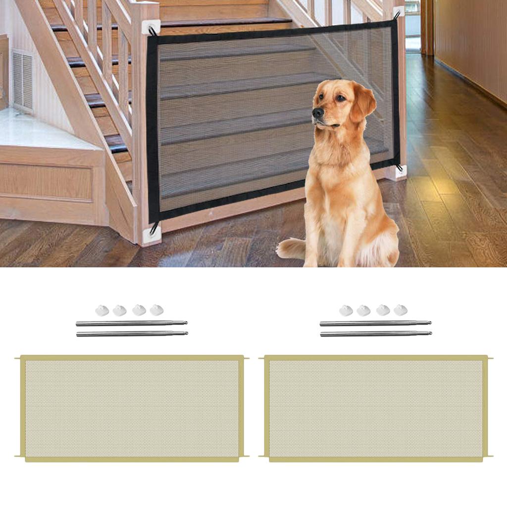 2x Folding Stairs Pet Gates Baby Gate Dog Enclosure Mesh to Play and Rest