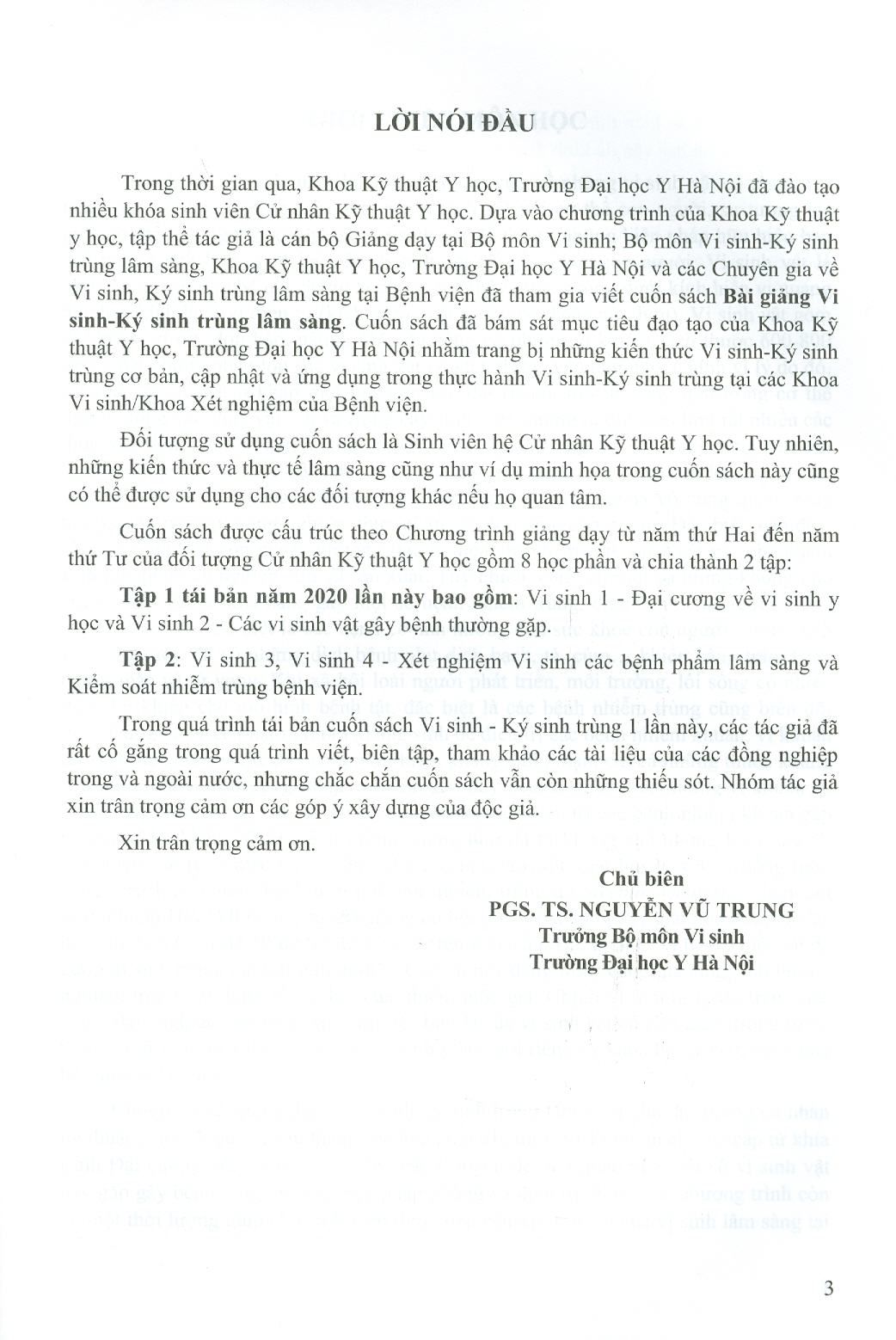 VI SINH - KÝ SINH TRÙNG LÂM SÀNG - TẬP 1 (Dùng Cho Sinh Viên Hệ Cử Nhân Kỹ Thuật Y Học)