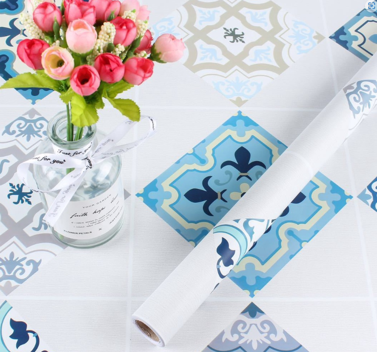 Combo 3 mét giấy dán bếp, decal dán bếp tráng nhôm Ô HIỆN ĐẠI XANH khổ 60cm có keo sẵn