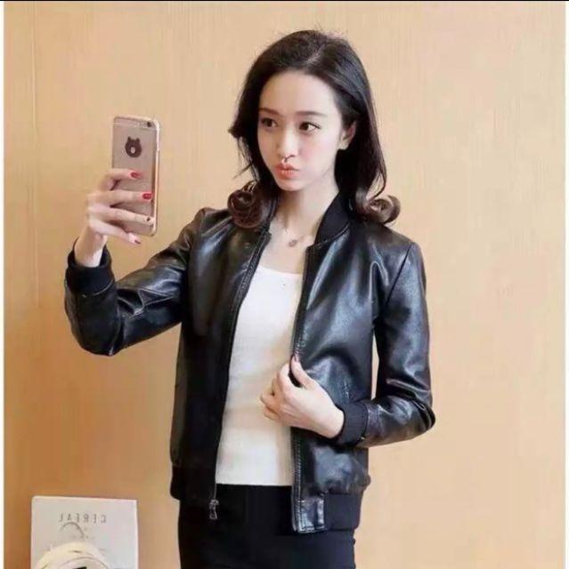 Áo khoác da nữ chất lừ xịn sò cá tính mạnh mẽ phong cách năng động Hàn Quốc 2019 AB0037