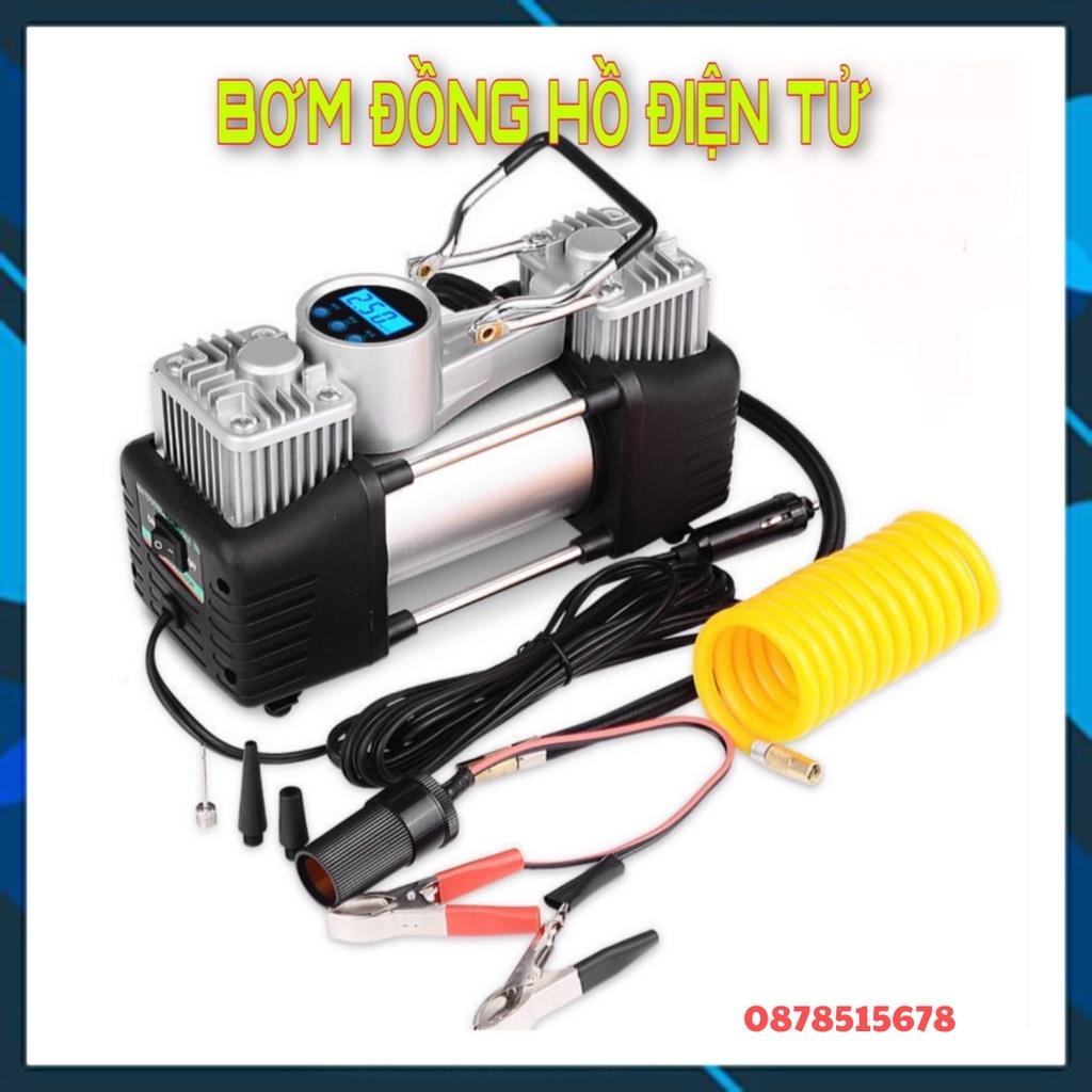 Bơm Lốp Ô Tô, Xe Hơi 2 Xi Lanh Mặt Điện Tử Tự Ngắt, Công Suất Lớn, Bơm Cực Khỏe, Nhanh KÈM HỘP ĐỰNG DỤNG CỤ