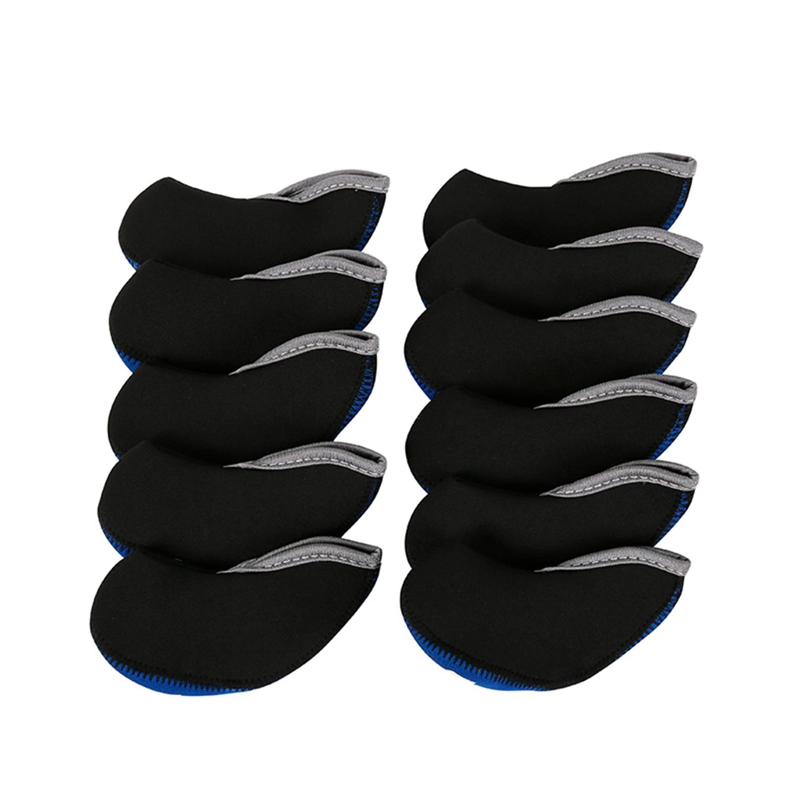 11Pcs Golf Iron Head Covers Neoprene Headcovers Protective Covers Blue Black