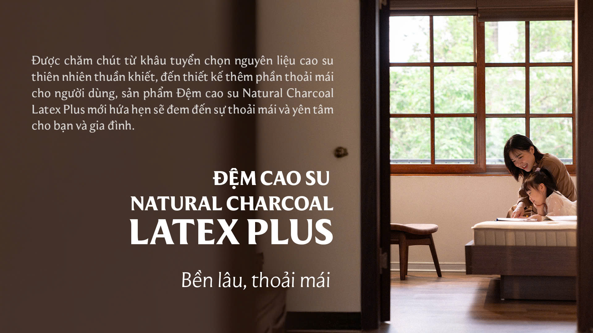 Nệm cao su Natural Charcoal Latex Plus, chính Hãng  Êm Ái , Bảo hành 15 năm