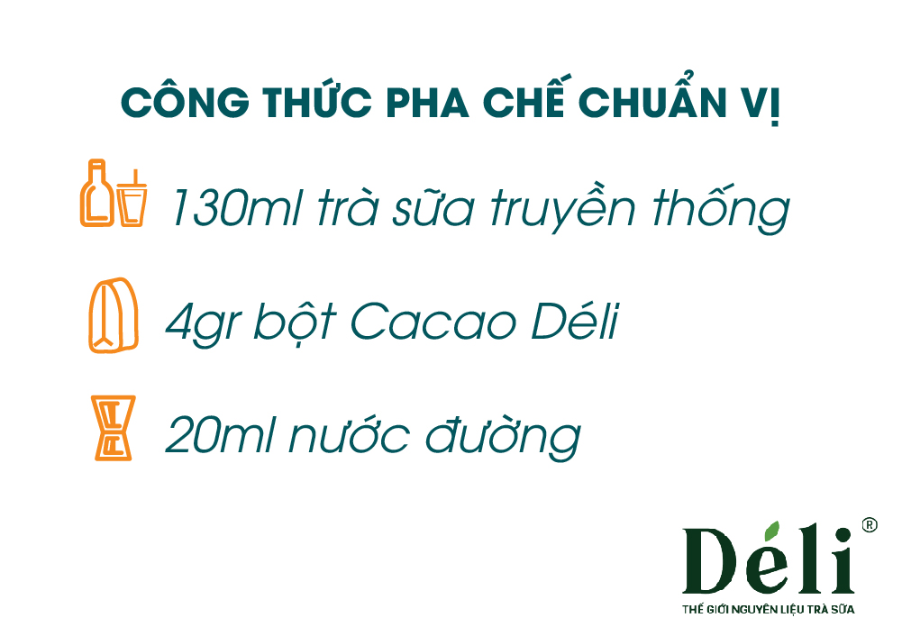 Bột pha trà sữa Déli 1kg+ Hồng trà Déli 500gr+ Bột cacao Déli 1kg [COMBO nguyên liệu pha chế 50ly trà sữa Chocolate] HSD: 12 tháng