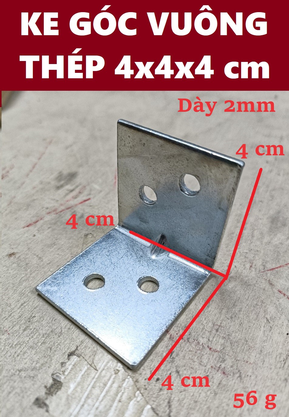 Ke góc vuông chữ L thép bản rộng 4cm