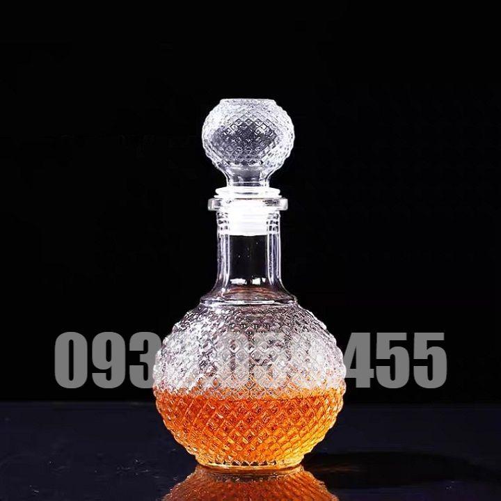 Bộ Bình Rượu Thủy Tinh Kim cương Bầu dục Bình Chai Ngâm Rượu Nhân Sâm