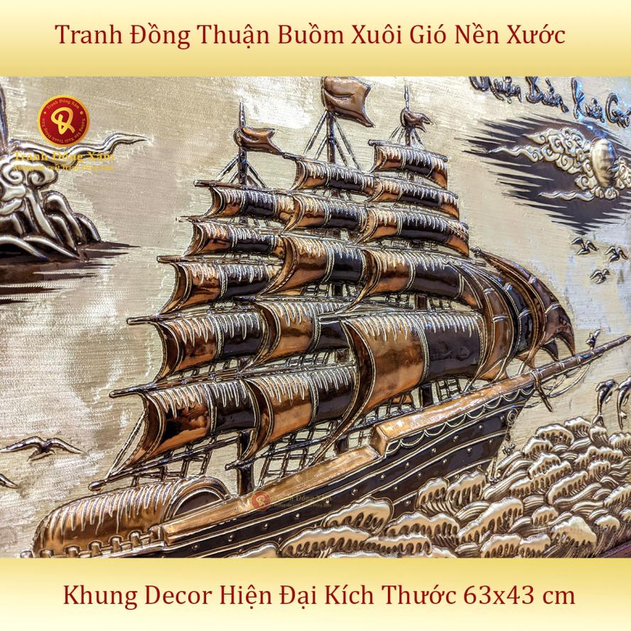 Tranh Thuận Buồm Xuôi Gió Bằng Đồng Treo Phòng Khách Phòng Làm Việc