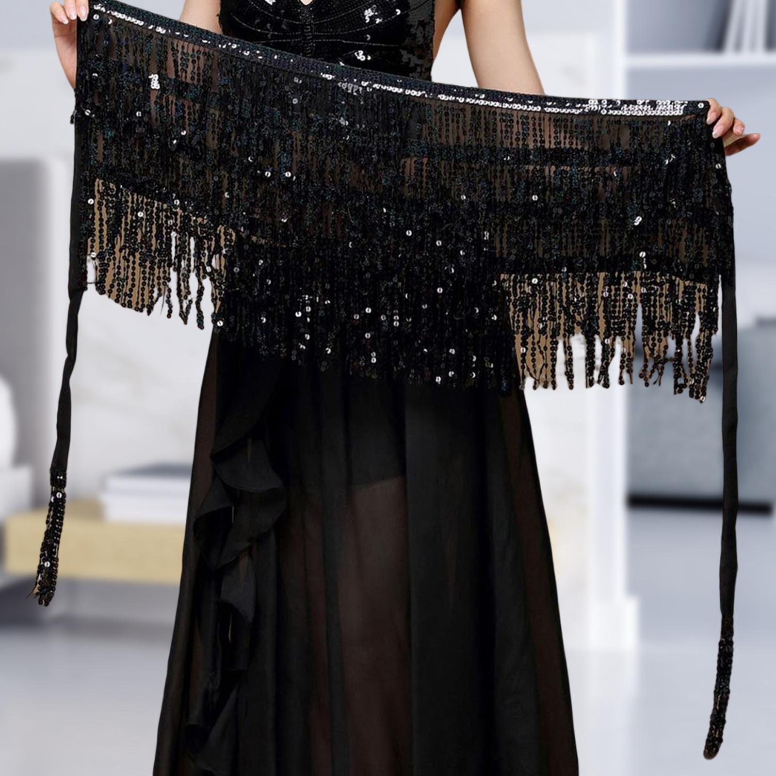 Bohemian Belly Dance Skirt Waist Chain Sequined Tassel Sequins Fringe Costume for Party