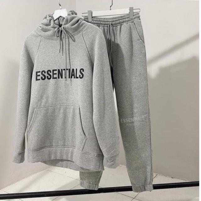 Áo Hoodie Unisex ESSENTIAL nỉ bông/phản quang tay áo Nam nữ unisex Áo Khoác Hoodie form rộng _ NHUH2O