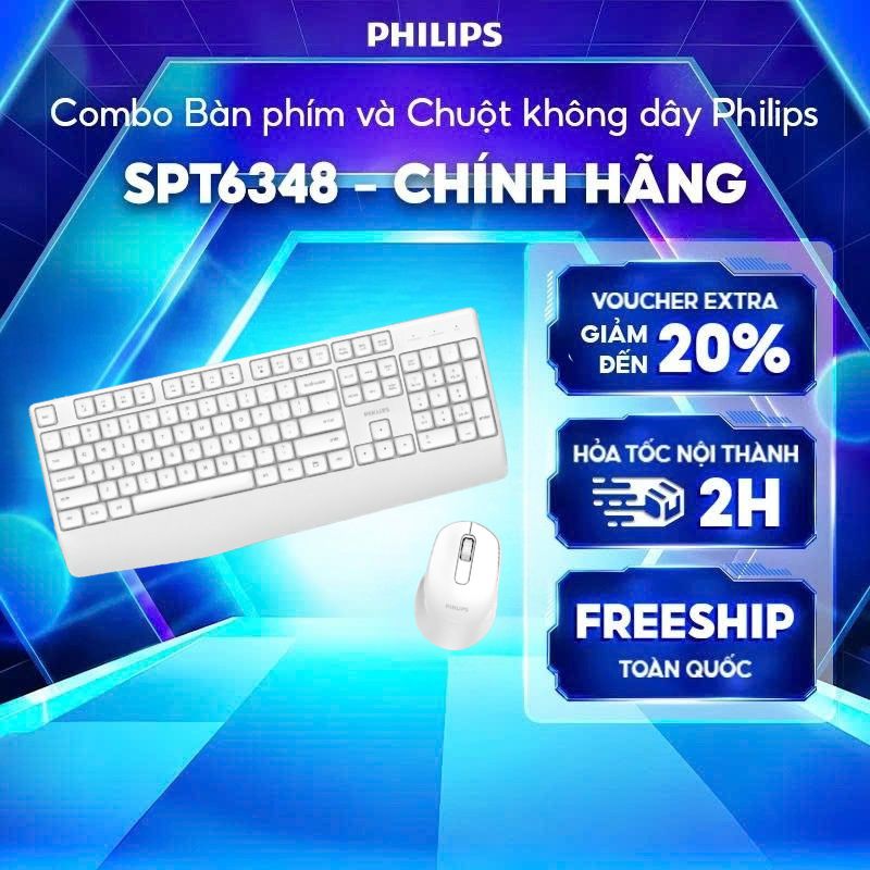 Combo Bàn phím và Chuột không dây Philips SPT6348 - Hàng chính hãng