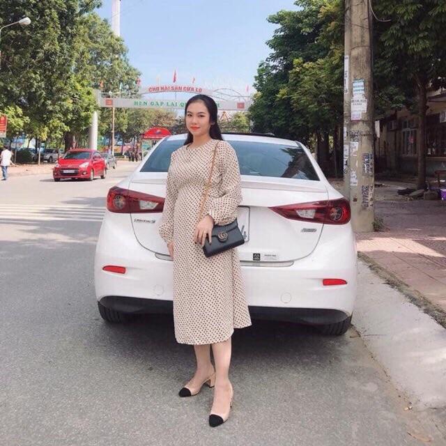 Váy bầu công sở thu đông Aidenshop đầm bầu thời trang chất Nhung
