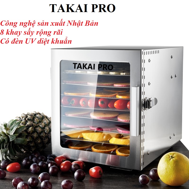 Máy sấy thực phẩm TAKAIPRO 8 khay có đèn UV diệt khuẩn - Model DBC-08A - Thương hiệu Nhật Bản - Hàng chính hãng nhập khẩu