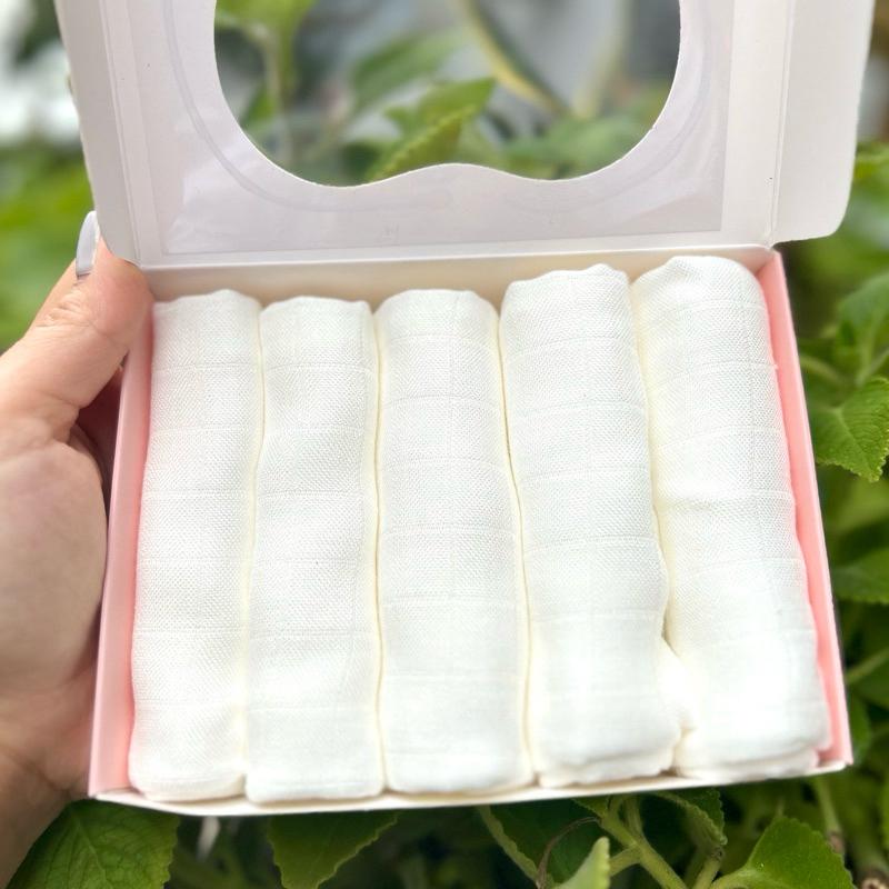 Set 5 Khăn sữa sợi tre Gee mềm mịn, thấm hút, kháng khuẩn 30x30cm cho bé, trẻ sơ sinh 2 lớp cao cấp