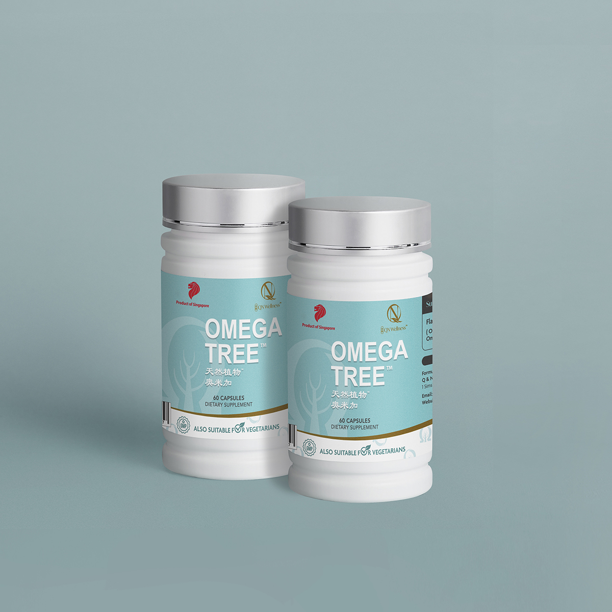 Combo Ưu Đãi Viên Uống Omega-3 Thực Vật Omega Tree QN Wellness Thuần Chay Chiết Xuất Từ Dầu Hạt Lanh, Hỗ Trợ Sức Khỏe Tim Mạch & Làn Da - Hộp 60 Viên x 2