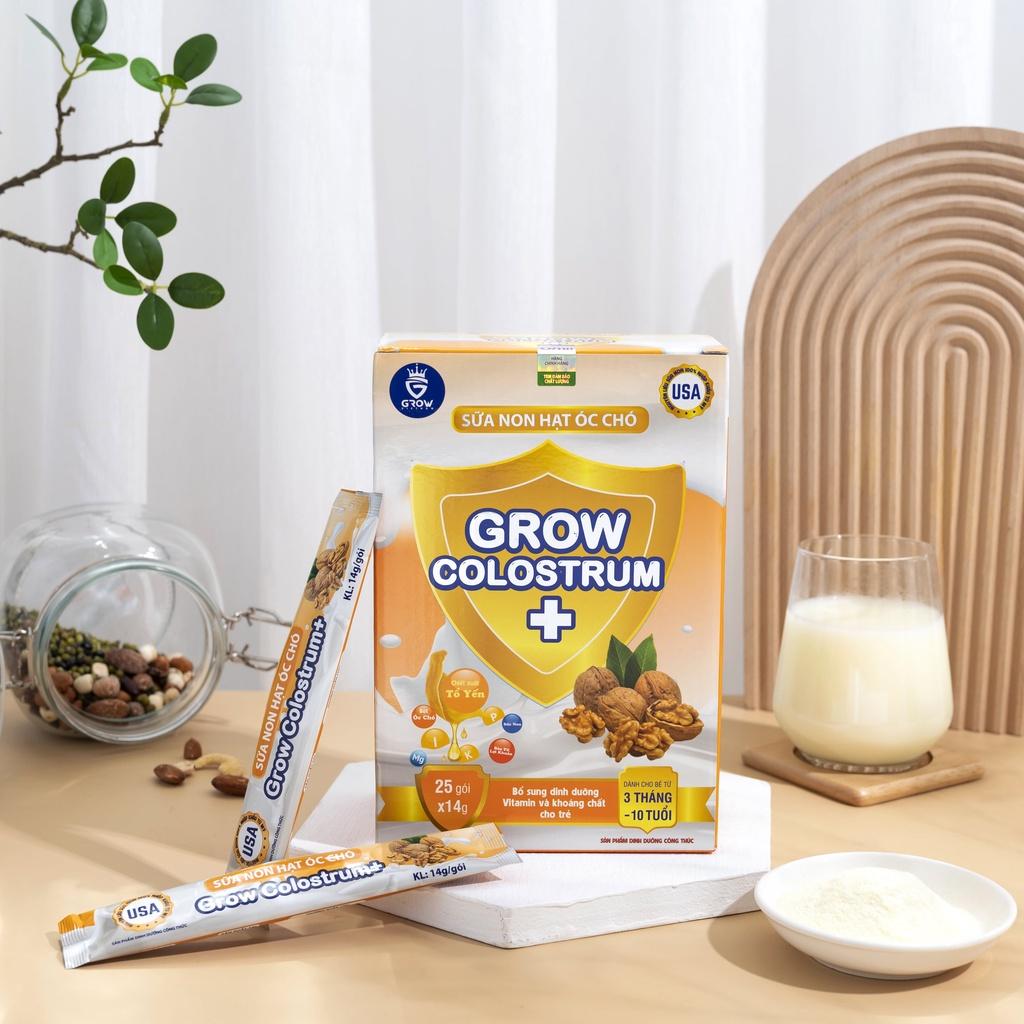 Combo 2 Hộp Sữa Non Hạt Óc Chó Grow Colostrum Hộp 25 gói x 14g Bổ Sung Trí Não,Tăng Trí Thông Minh