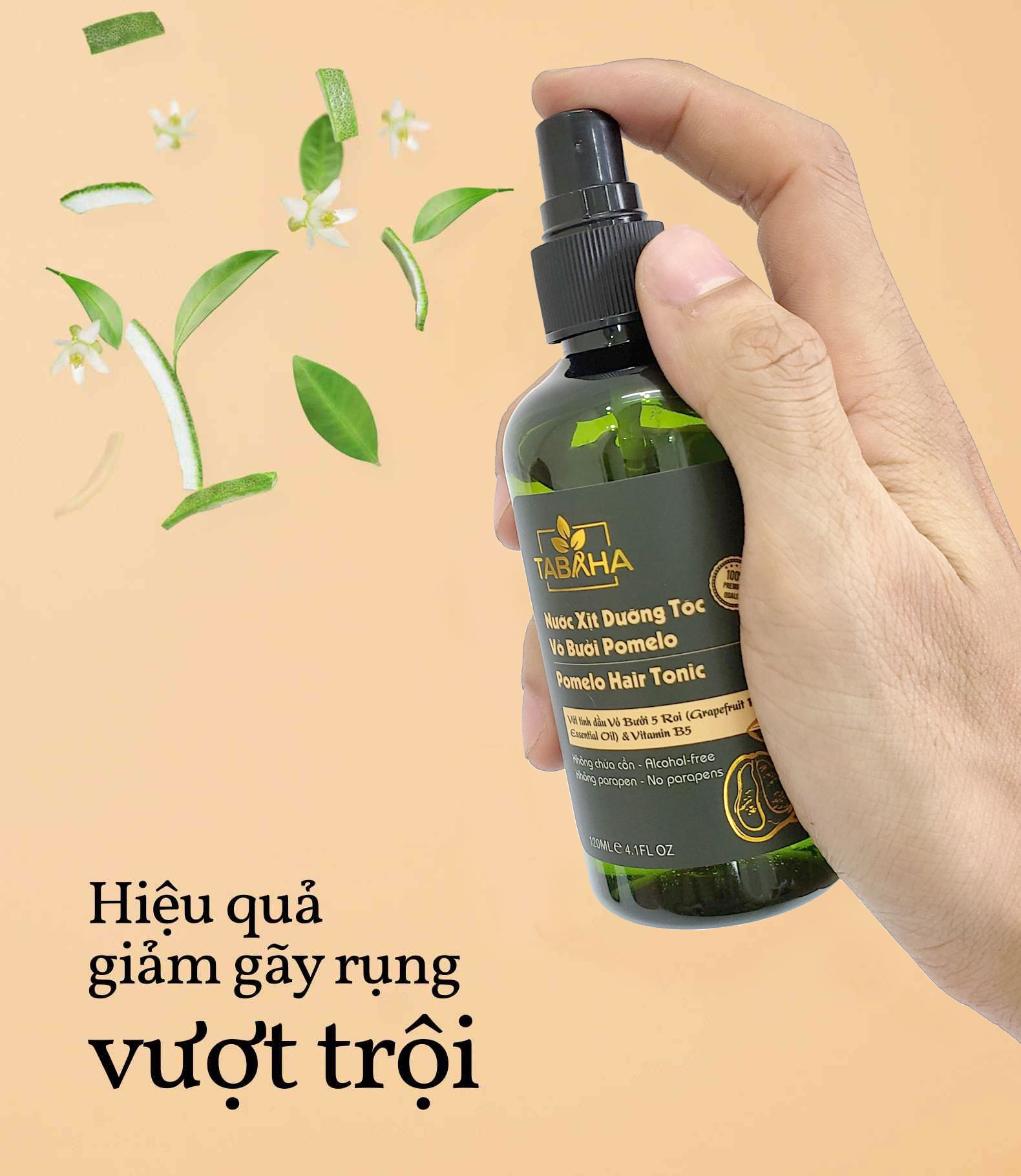 Combo 2 Chai xịt tinh dầu bưởi kích mọc tóc, giảm rụng tóc Pomelo Tabaha 120ml cho tóc dày và dài hơn gấp 2 đến 3 lần