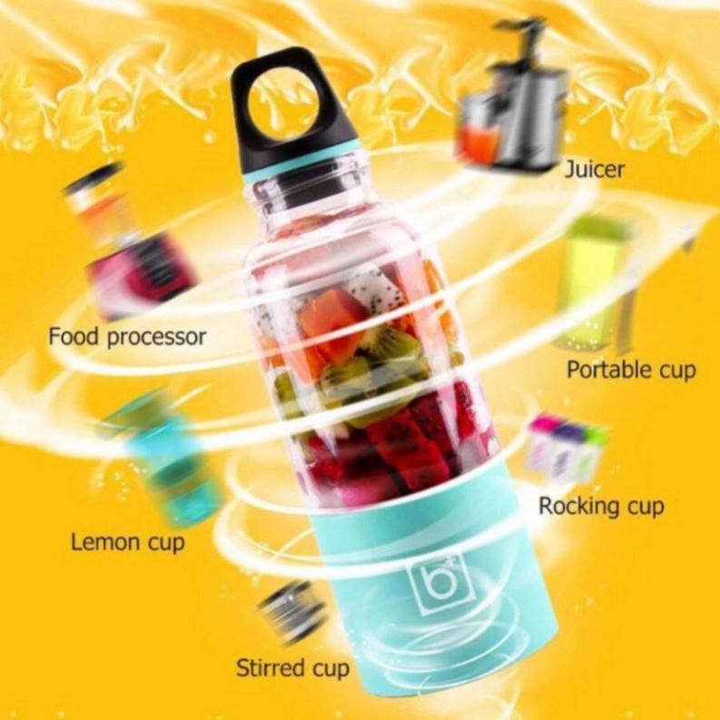 Máy Xay Sinh Tố, Máy Say Sinh Tố Cầm Tay Mini Sạc Pin 4 Lưỡi BINGO JUICER CUP 500Ml