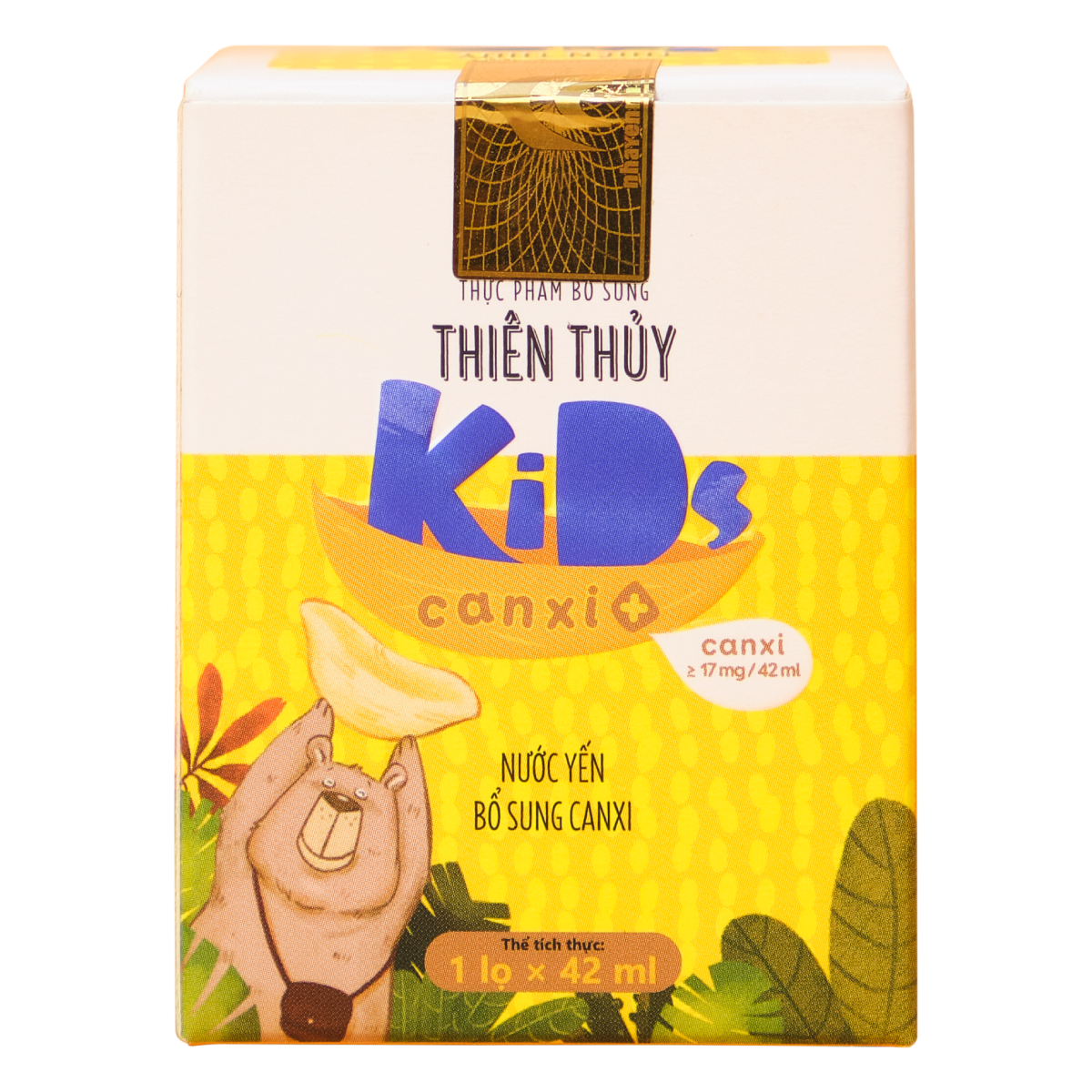 Nước Yến Sào Cho Bé Thiên Thủy Kids Canxi + - Nhà Yến Nha Trang - Hộp 1 Lọ - Nước Yến Chưng Sẵn - Tổ Yến Chưng Đường Phèn - Yến Trẻ Em - Hàng Chính Hãng