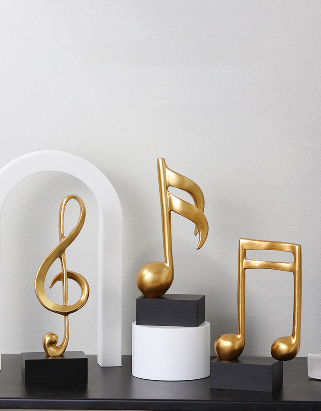 Mô hình 3 nốt nhạc, khoá sol mạ đồng trang trí đàn Piano, đồ decor trang trí nội thất tủ kệ , bàn làm việc - Hàng chính hãng