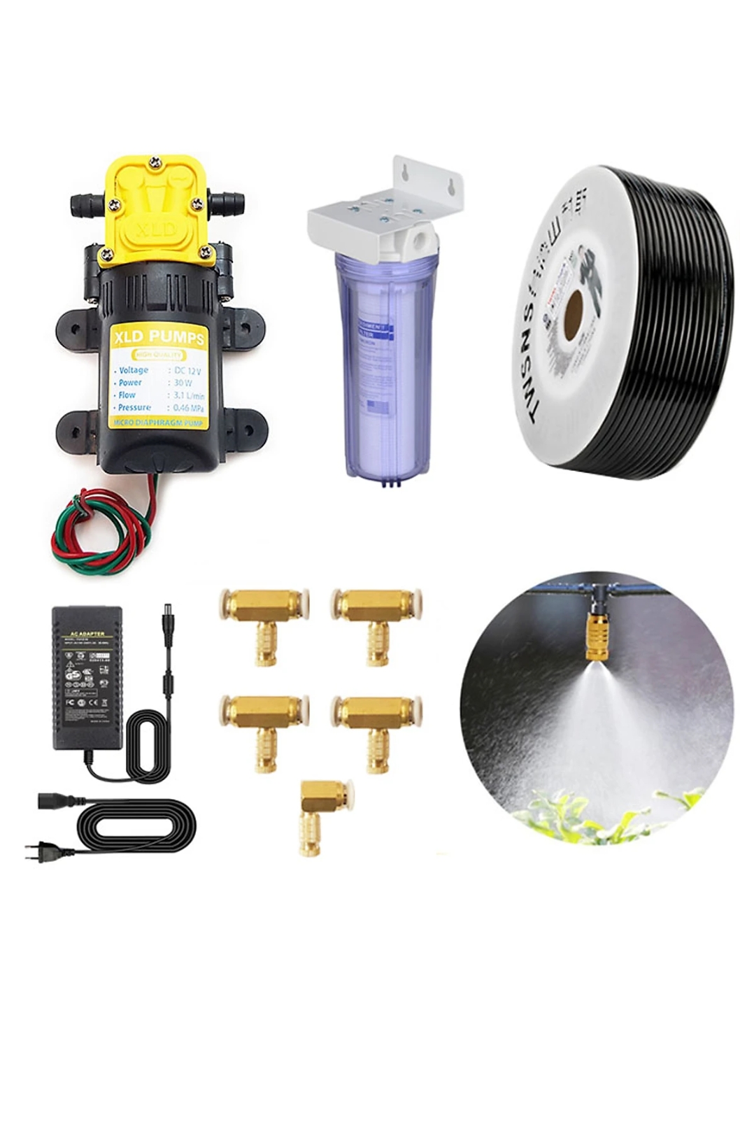 Bộ phun sương làm mát tưới lan 5 béc đồng đang được quán cà phê, nhà hàng, gia đình và hệ thống tưới