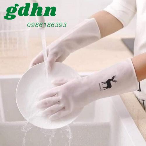 Bao Tay Rửa Chén Cao Su Hình Hươu Siêu Dai