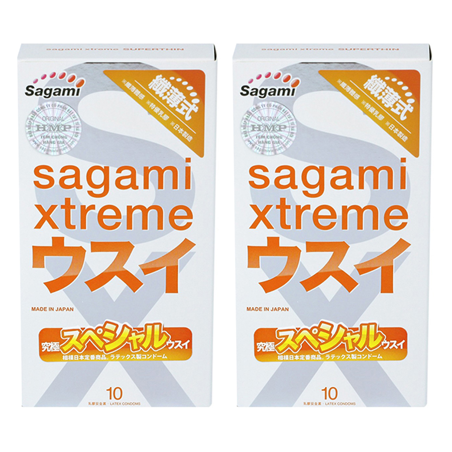 Bộ 2 Hộp Bao Cao Su Siêu Mỏng Cao Cấp Sagami Xtreme Super Thin (10 Bao)