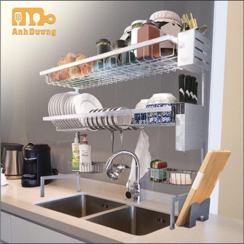 Kệ chén bát inox 304 cao cấp 2 tầng 85cm mẫu 2023
