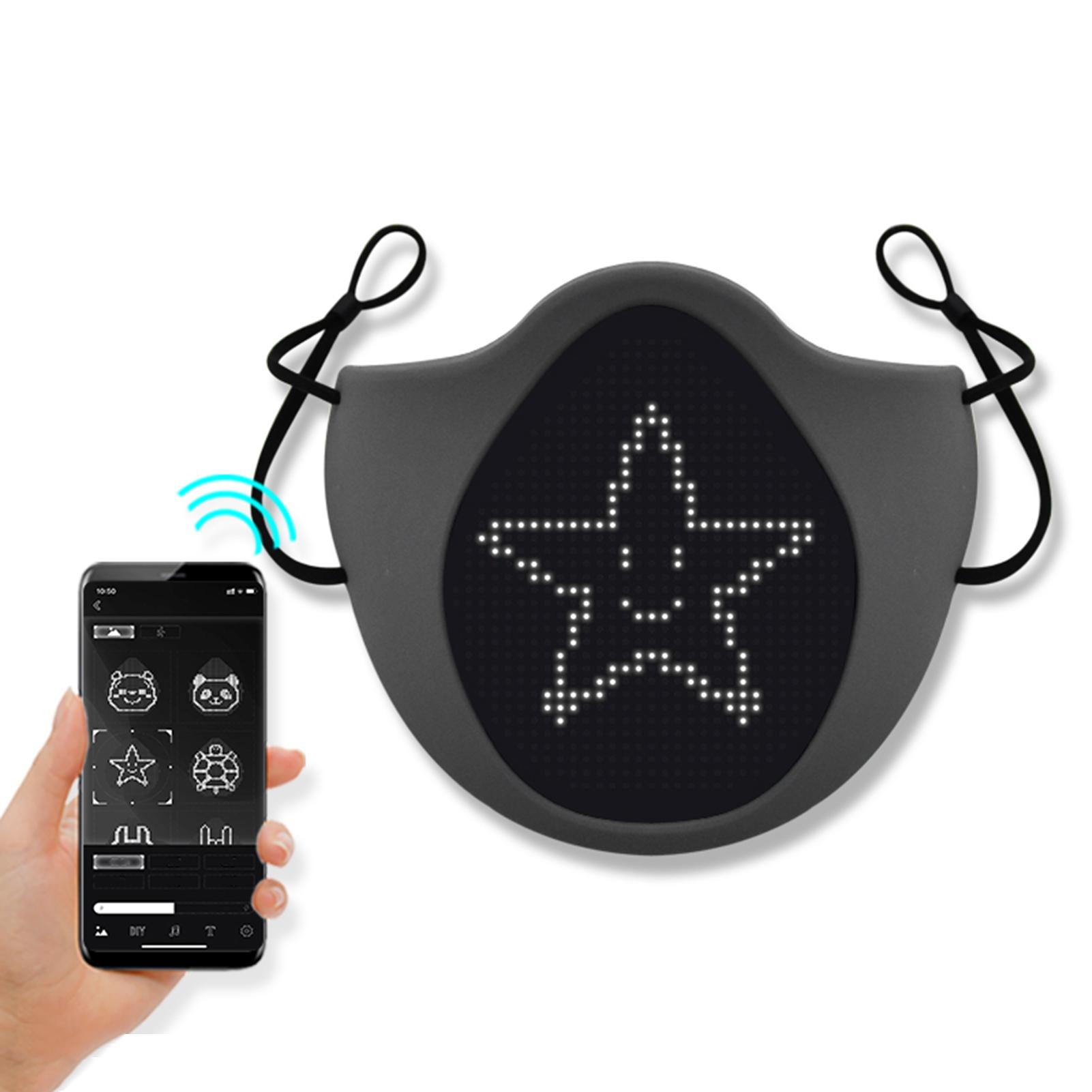 Soft Comfortable Silicone LED Face Mask DIY Programmable Message Display Mask for Halloween Cosplay