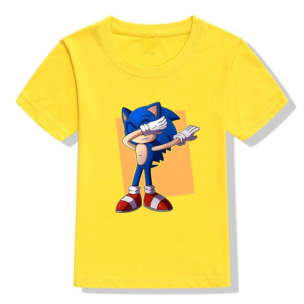 BST Áo Thun 100% Cotton Tay Ngắn Cổ Tròn In Hình Sonic Thời Trang Mùa Hè Cho KIS
