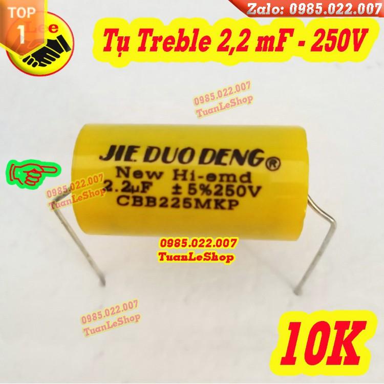 TỤ TREBLE 2,2MF 250V – TỤ VÀNG TRÒN - GIÁ 01 CÁI