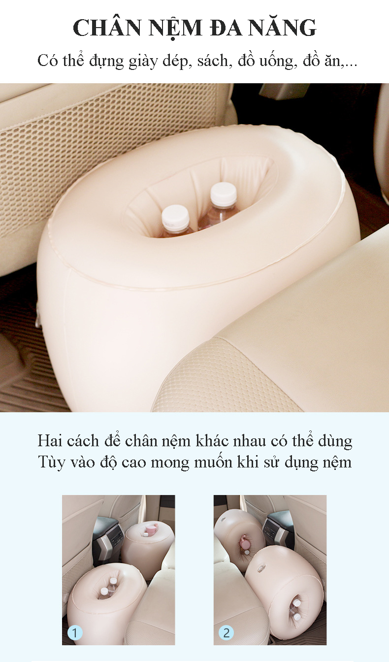 Giường Nệm Đệm Hơi Ô Tô Cao Cấp PHIÊN BẢN MỚI dùng cho Xe Hơi 4 đến 7 chỗ (bán tải, sedan, SUV, ...)