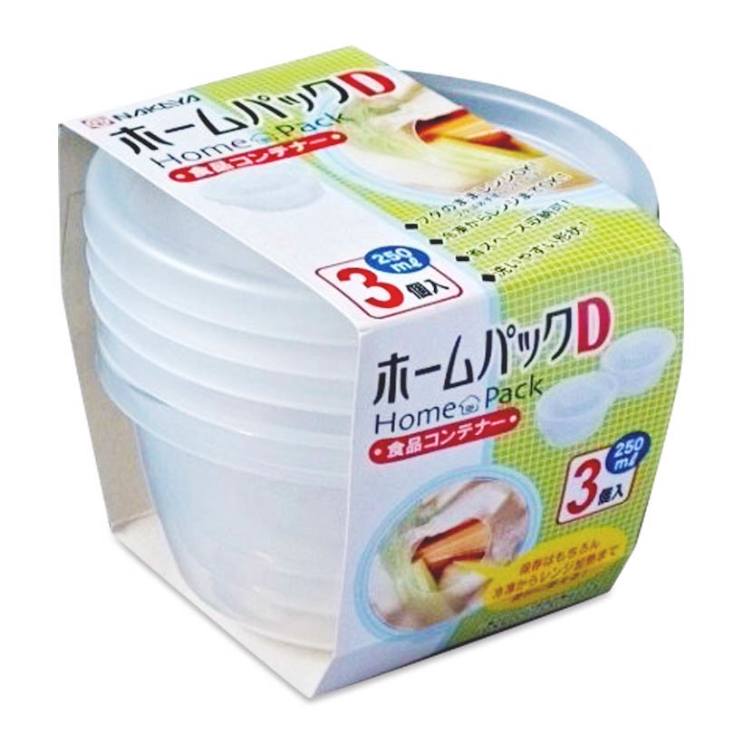 Bộ 2 set 3 hộp đựng thực phẩm nắp tròn K293-4 250ml Nội địa Nhật Bản