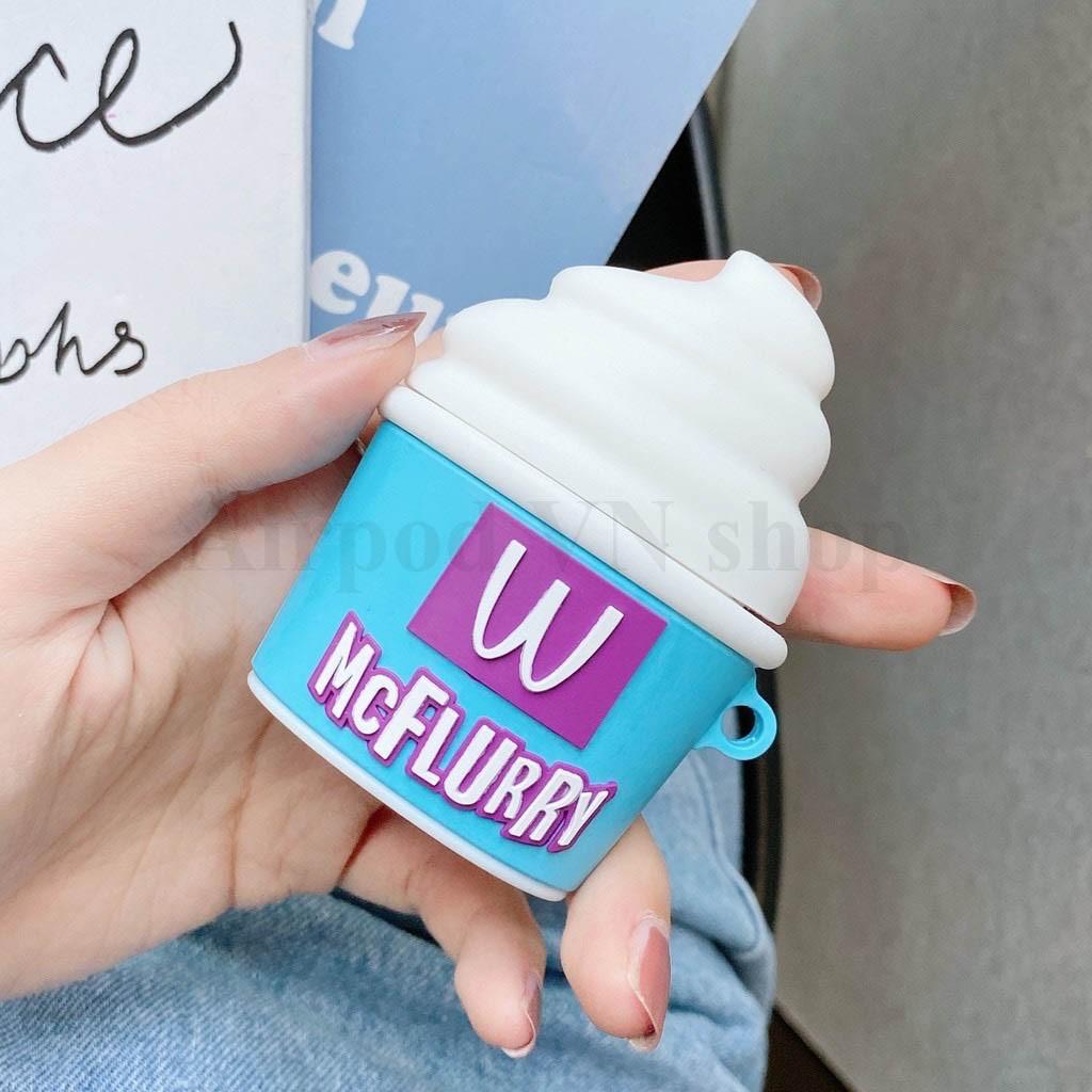 Bao Case Ốp dành cho airpod 1 và 2 và airpod pro hủ kem xanh silicon 3D cao cấp