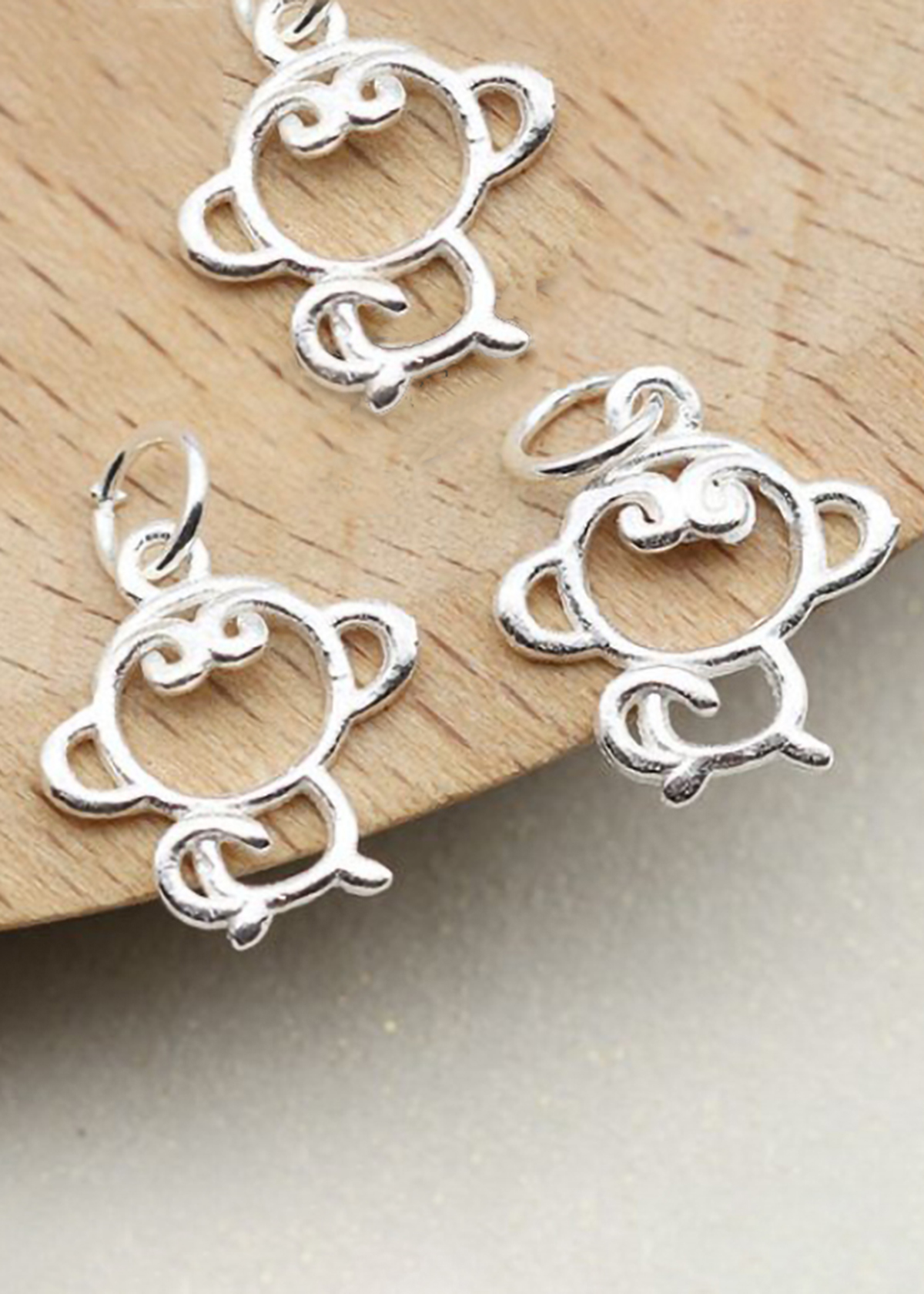 Combo 3 cái charm bạc hình monkey king treo - Ngọc Quý Gemstones