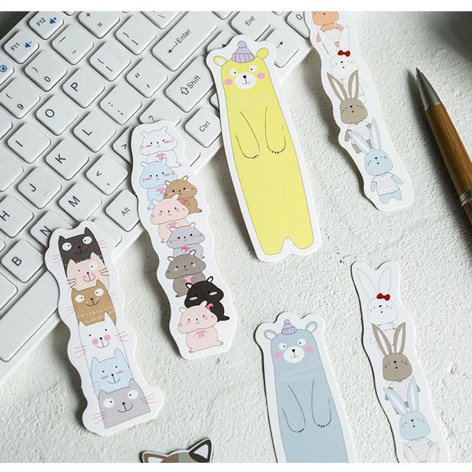 Hộp 30 Đánh Dấu Sách Bookmark Thú Cưng Siêu Cute Dễ Thương