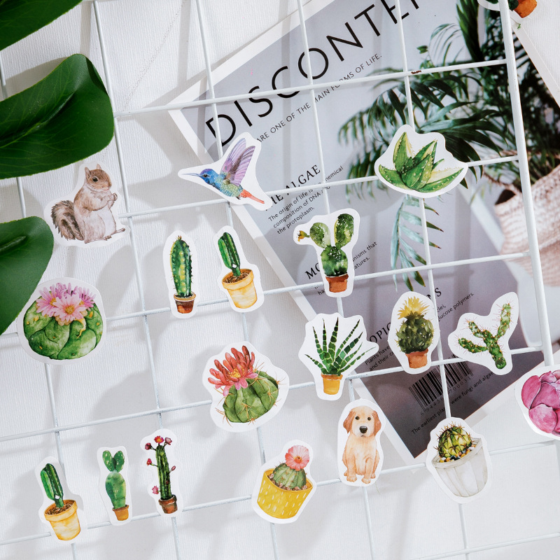 Sticker hộp 46 miếng dán - Khu Vườn Xanh - Hộp nhãn dán trang trí sổ tay bullet journal - M423