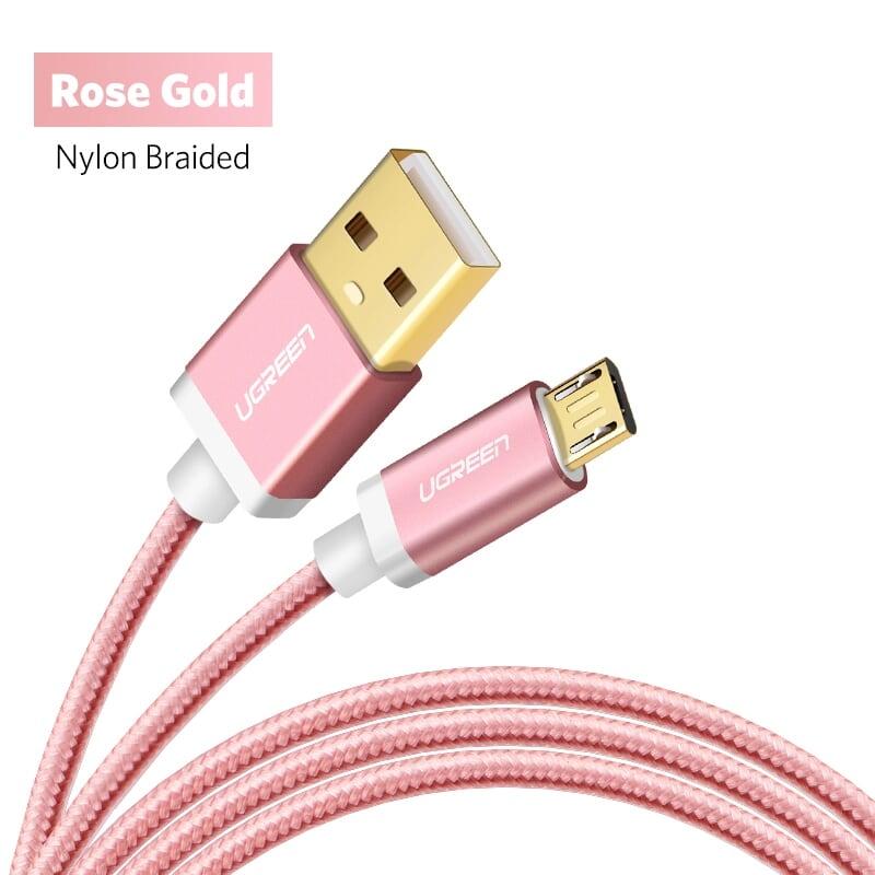 Ugreen UG30664US134TK 0.5M màu Hồng Cáp sạc truyền dữ liệu USB 2.0 sang MICRO USB đầu mạ vàng - HÀNG CHÍNH HÃNG