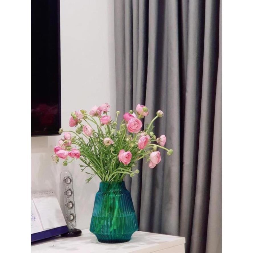 Lọ hoa thủy tinh xanh sọc