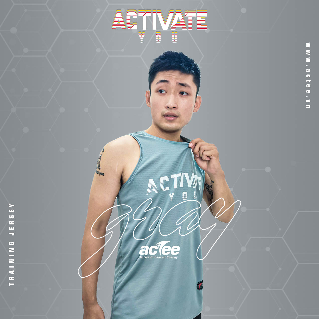 Áo tập luyện Actee Activate You - Màu Xám - Cao cấp - Chính hãng