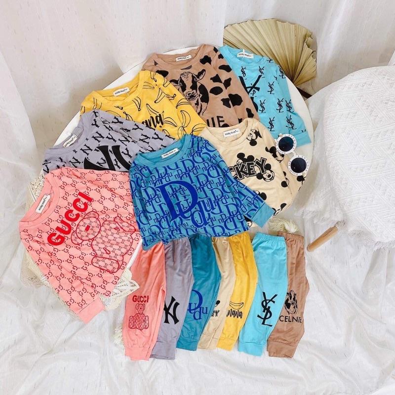 Bộ dài tay bé trai bé gái thun lạnh minky mom