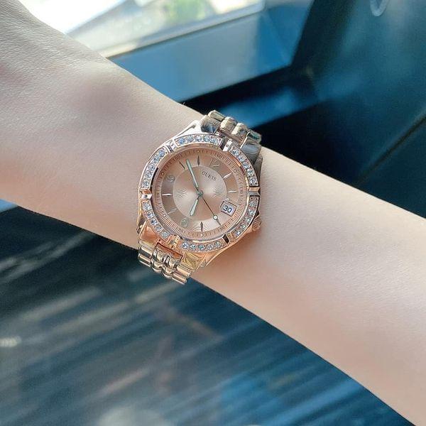 Đồng Hồ Nữ Guess U11069L1 Vàng Hồng Viền Đính Đá (Size 36mm)