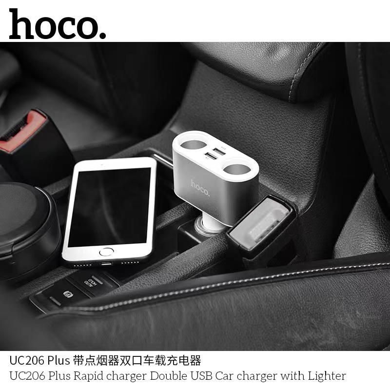 Tẩu sạc nhanh oto 4 cổng Hoco UC206 plus - cốc sạc 4 in 1 2 cổng usb 2 cổng chia trên ô tô xe hơi - hàng chính hãng