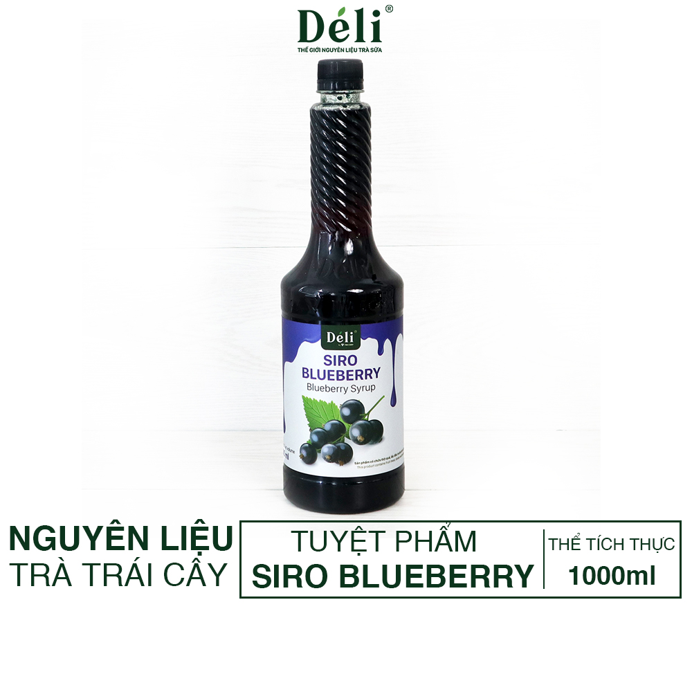 Siro việt quất Déli - 1 lít - đậm đặc, chuyên dùng pha chế trà trái cây, soda