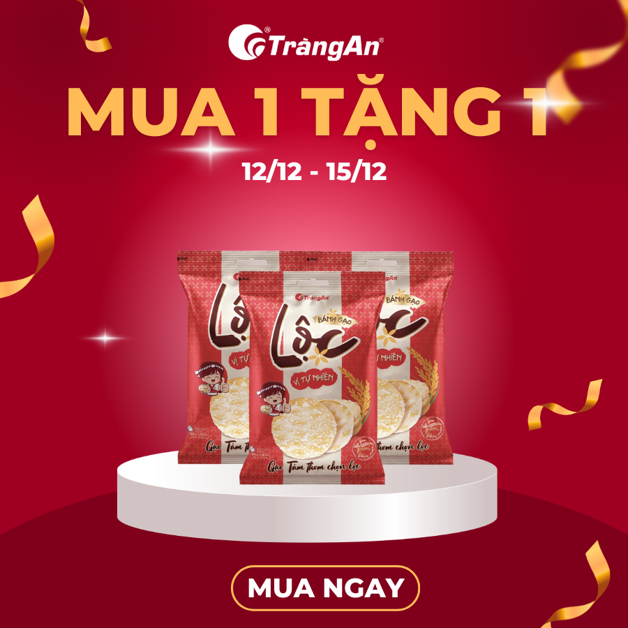 Tràng An - Bánh gạo nướng Lộc 130g, vị ngọt tự nhiên, không qua chiên dầu, không cholesterol