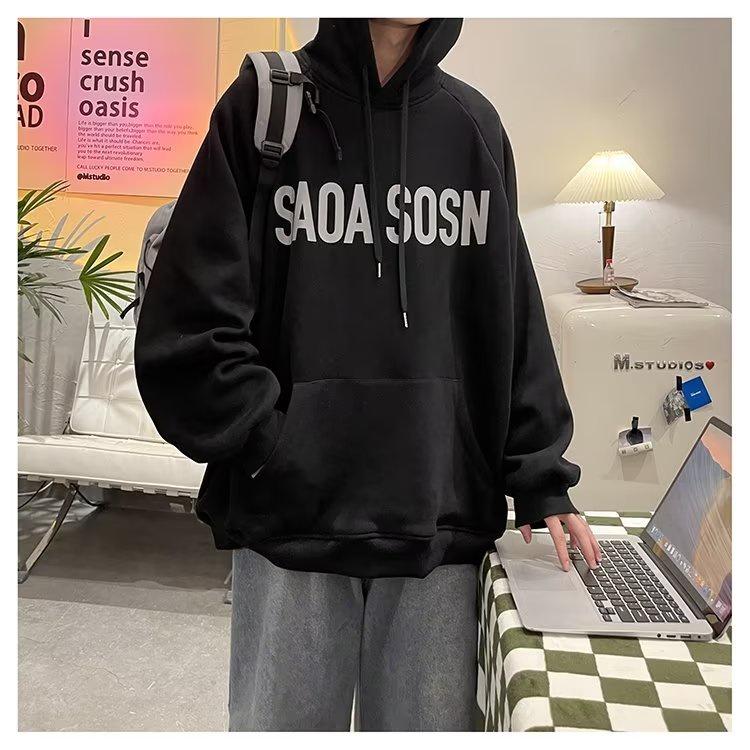 Áo Hoodie Dài Tay Dáng Rộng In Chữ Cá Tính Dành Cho Nam / Size M-5XL