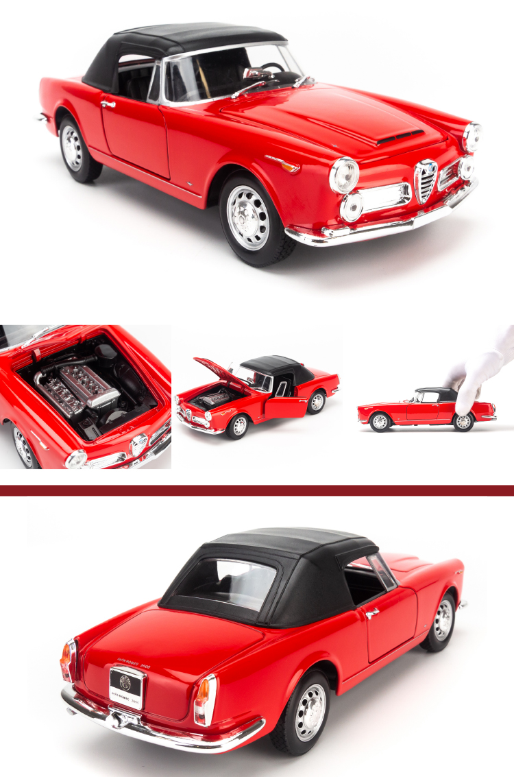 Mô hình xe Alfa Romeo Spider 2600 1960 - Soft Top 1:24 Welly Red-24003HW