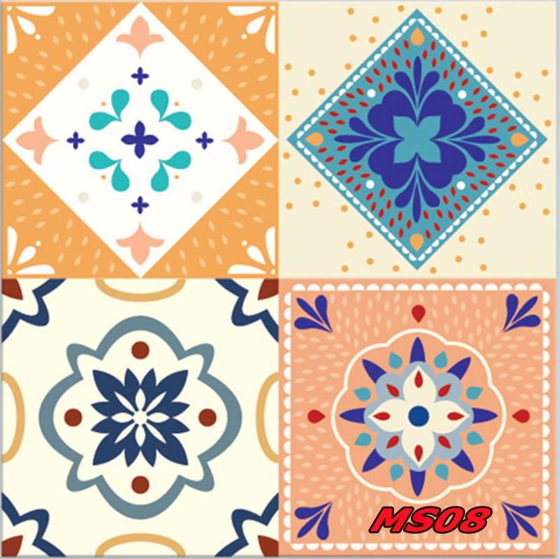 DECAL GẠCH BÔNG CỔ 20X20CM, SET 36 Ô CÓ SẴN