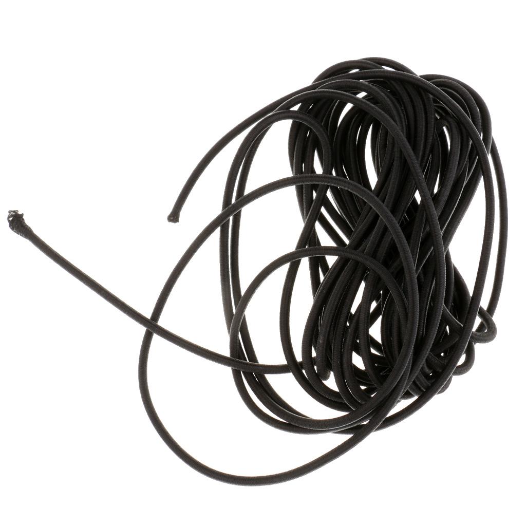 2pcs Black Elastic Bungee Rope Shock Cord Tie down 5m Length 3mm Thickness
