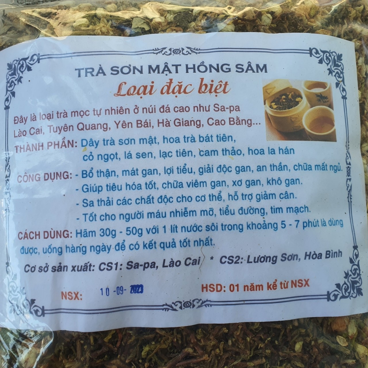 1kg Trà sơn mật hồng sâm LOẠI ĐẶC BIỆT giải độc mát gan