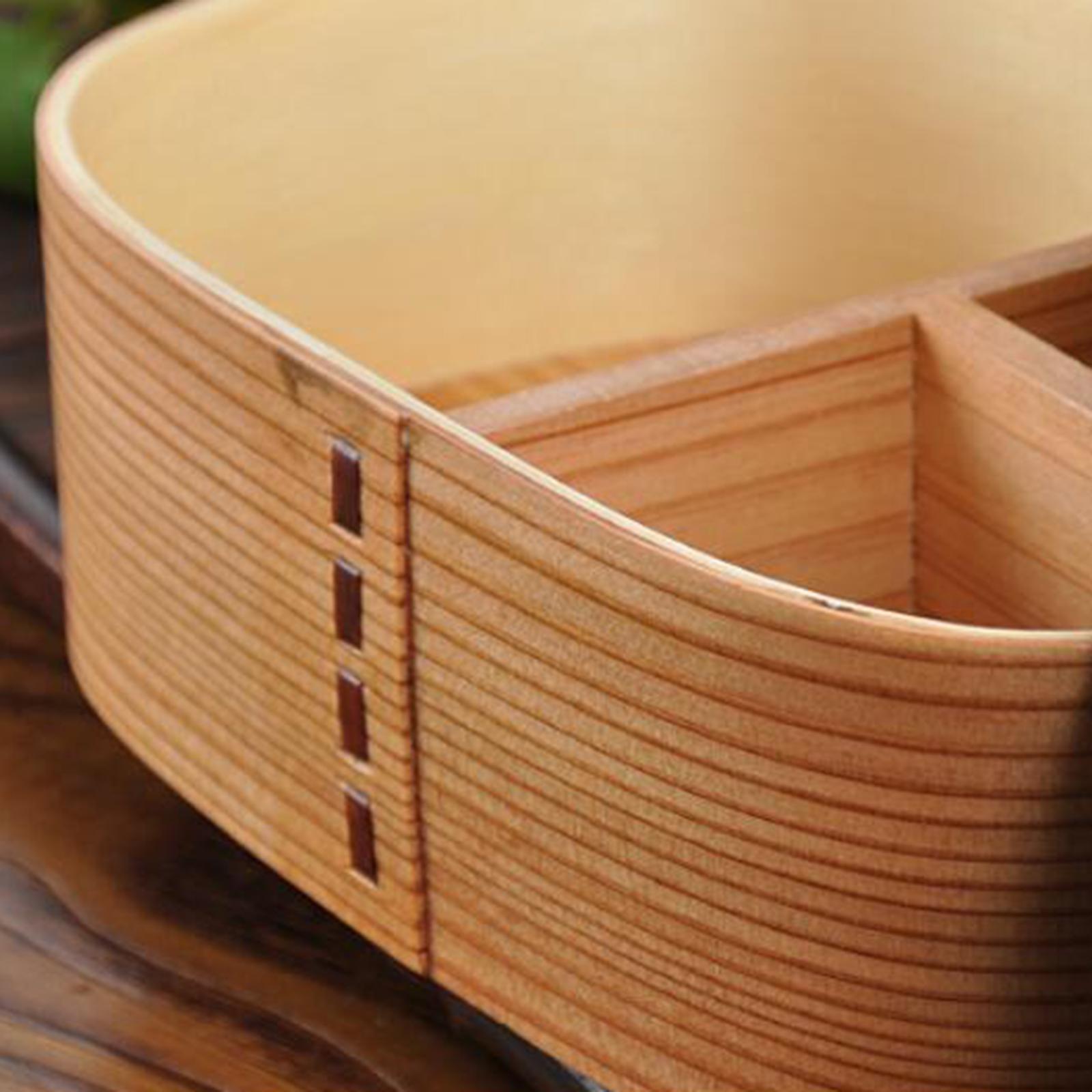 Wooden Lunch Box Sushi Container Picnic Food Carrier for Camping School Home